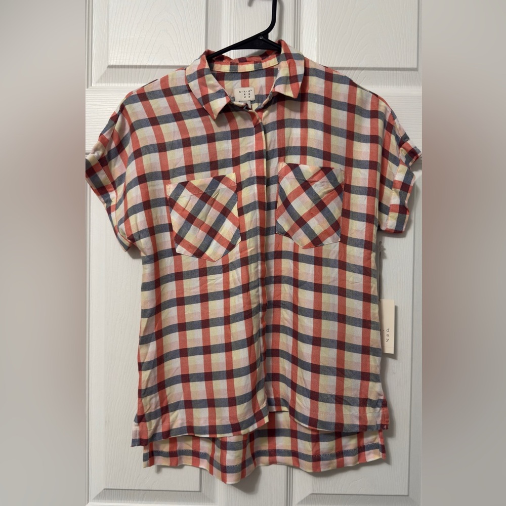 a new day Multicolor Plaid Short Sleeve Top